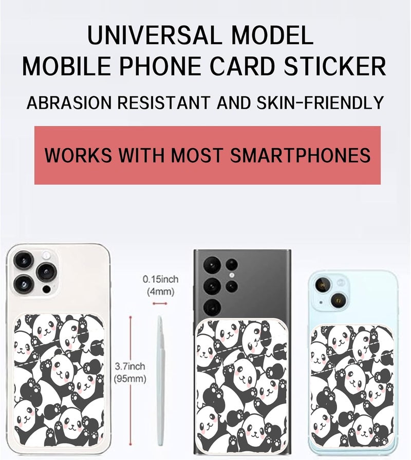 AOHRO Phone Card Holder, Dual Pocket Leather Phone Wallet Adhesive Stick On, Cute Card Holder, Credit Card Holder for Phone Case Cute Pandas - Image 2